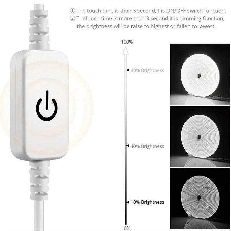 USB LED Neon Light Strip 5V – Dimmable Touch Sensor Waterproof