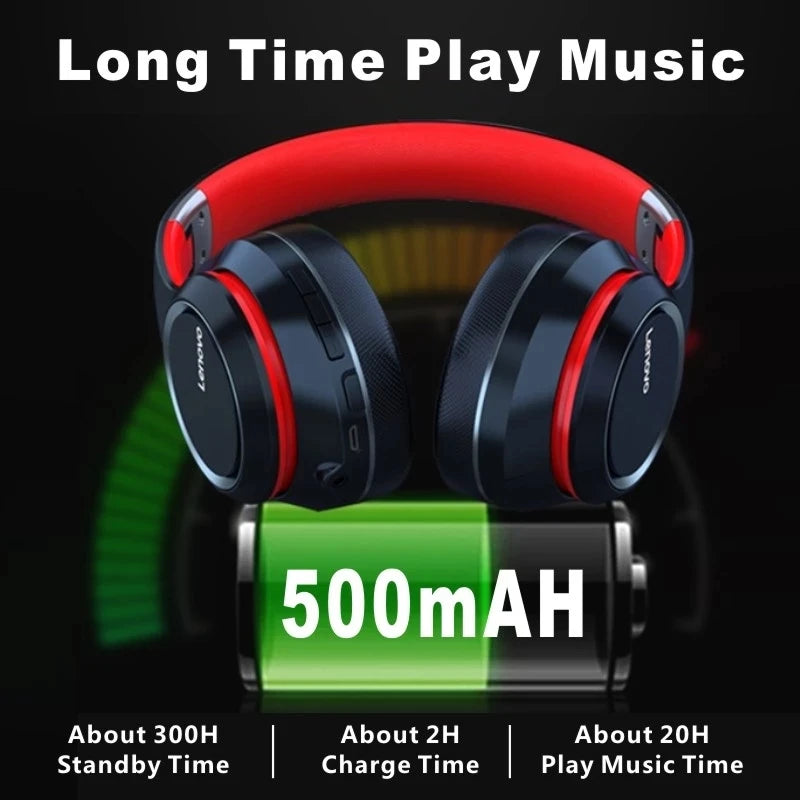 Lenovo HD200 Wireless Bluetooth Over-Ear Headphones – Noise Cancelling Gaming Headset