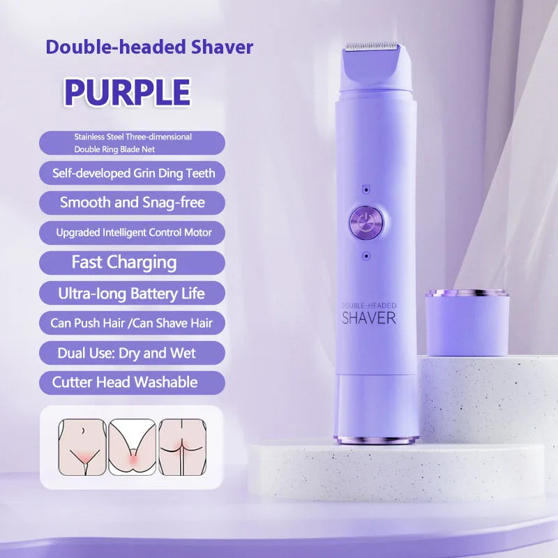Women Electric Epilator – Rechargeable Dual Head Hair Removal Device for Body Grooming & Smooth Skin Care