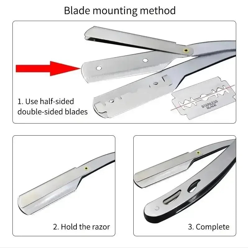 Professional Folding Straight Razor for Men – Stainless Steel Barber Shaving Razor with Blade for Beard Grooming