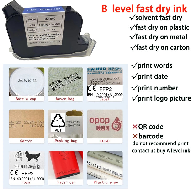 YS300 12.7mm Handheld Inkjet Printer – Portable Date Code & Expiry Date Coding Machine for Labels & Cartons