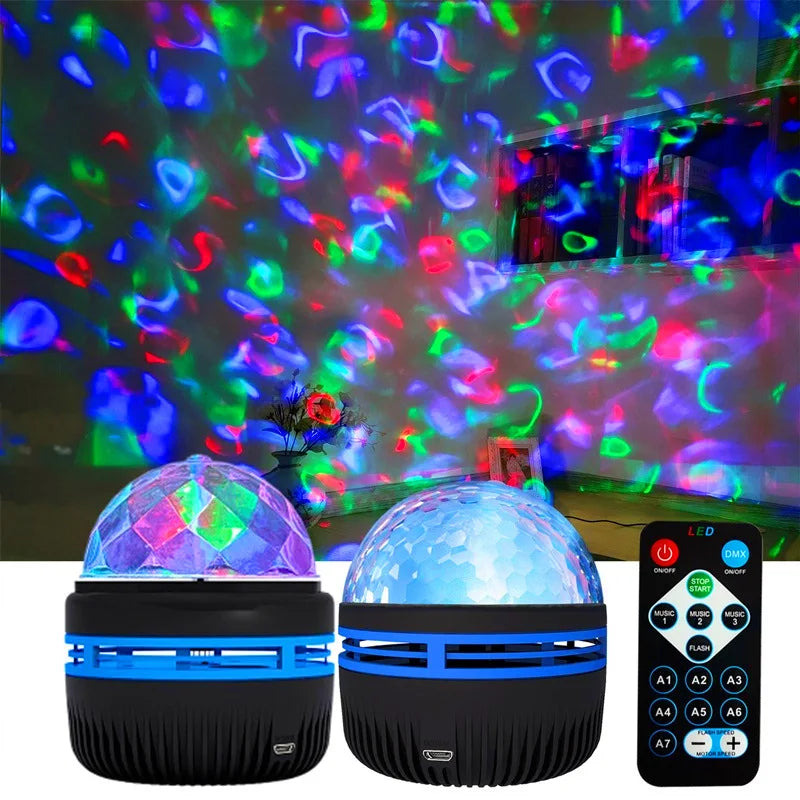 USB Galaxy Aurora Projector – RGB 360° Rotating Night Light with Remote