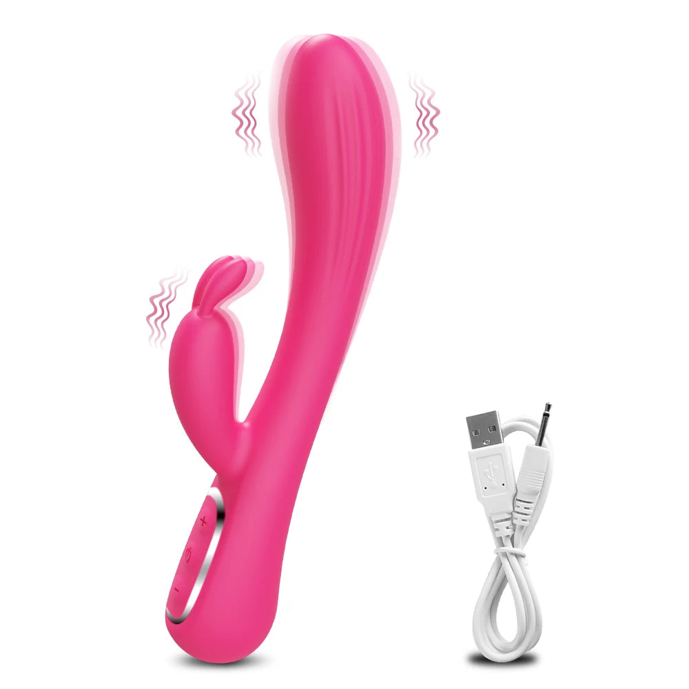 Powerful Rabbit Vibrator for Women Female Heating Dildo Clitoris Stimulator G Spot Vagina Nipple Massager Sex Toys for Adults