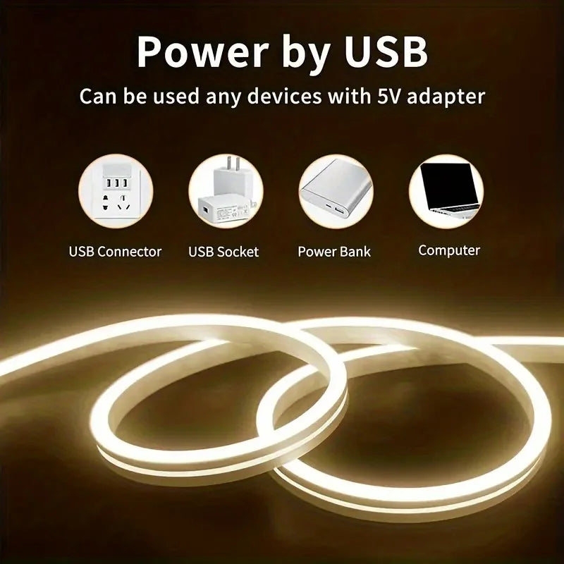 USB LED Neon Light Strip 5V – Dimmable Touch Sensor Waterproof