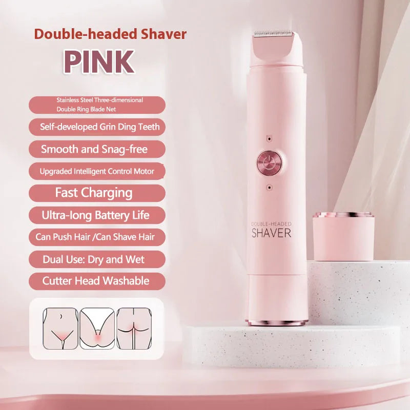 Women Electric Epilator – Rechargeable Dual Head Hair Removal Device for Body Grooming & Smooth Skin Care