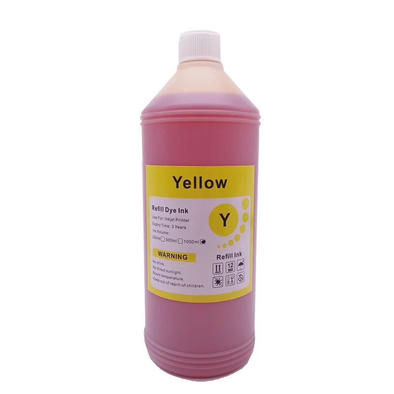 1000ML 1KG Liter Black C M Y Refill Dye Based Ink Kit Replacement For Epson Canon HP Brother Lexmark Samsung Dell Inkjet Printer