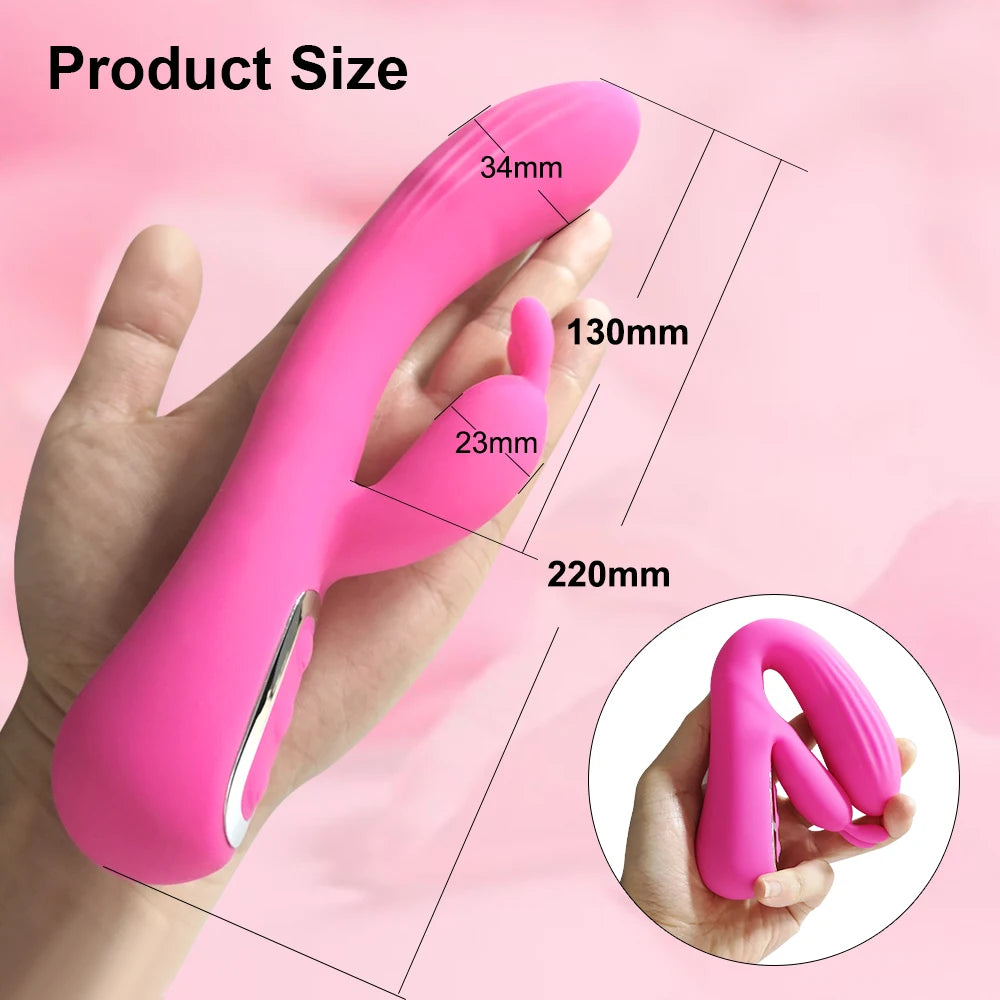 Powerful Rabbit Vibrator for Women Female Heating Dildo Clitoris Stimulator G Spot Vagina Nipple Massager Sex Toys for Adults