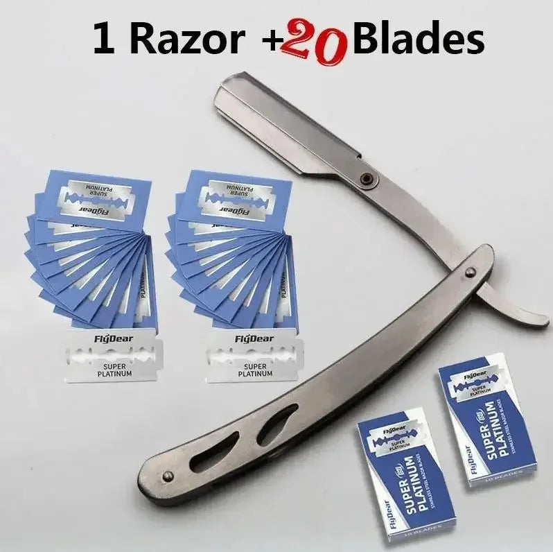 Professional Folding Straight Razor for Men – Stainless Steel Barber Shaving Razor with Blade for Beard Grooming
