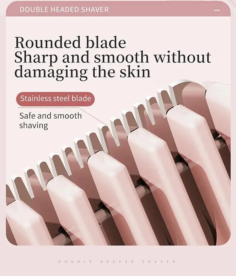 2026 New Women Electric Shaver Waterproof 2 in 1 Double Head Bikini Hair Trimmer Detachable Head Wet Dry Shaver