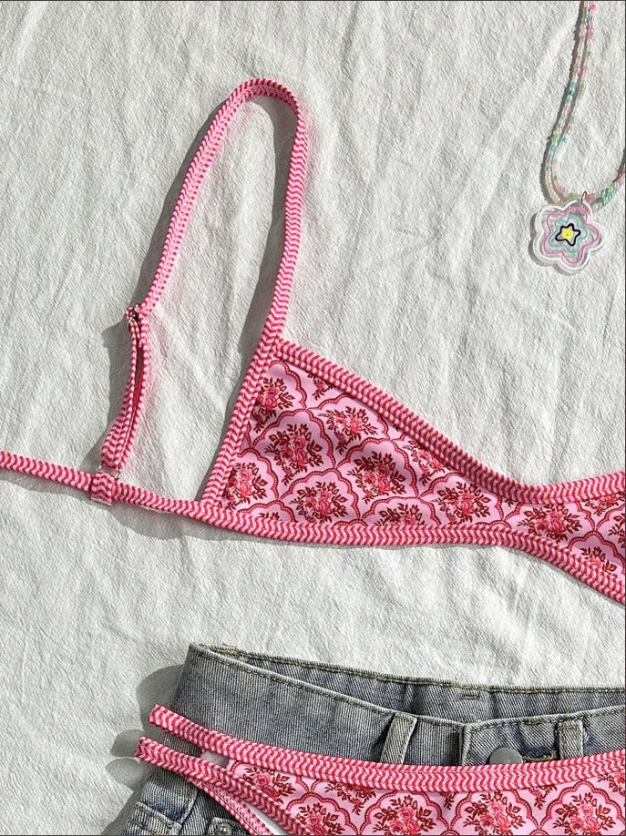 "Conjunto de bikini sin tirantes nuevo 2025 - Traje de baño sexy de dos piezas con espalda descubierta y lazo frontal para mujer"
