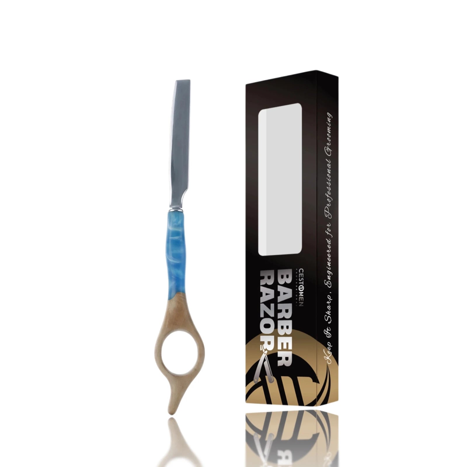 Professional Straight Razor for Men – Wooden Handle Barber Shaving Razor with Stainless Steel Blade