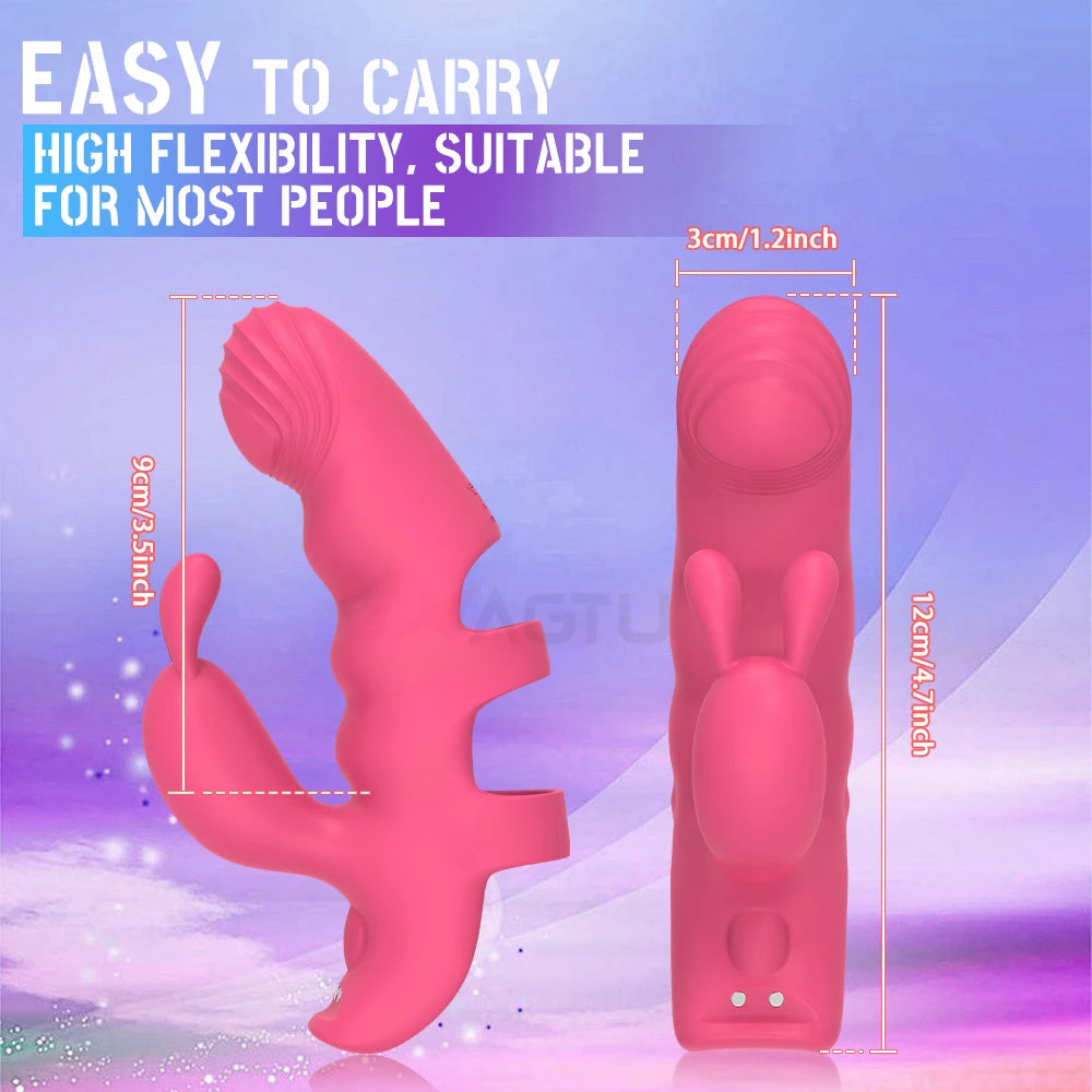 Finger Vibrator Heating G Spot Fast Orgasm Vagina Clitoris Clit Nipple Stimulator for Women Female Sex Toy Adult Goods