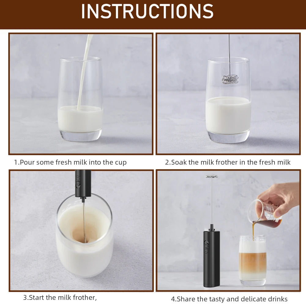 Espumador de leche eléctrico Batidor mezclador para café, mezclador de bebidas portátil eléctrico mini espumador a pilas