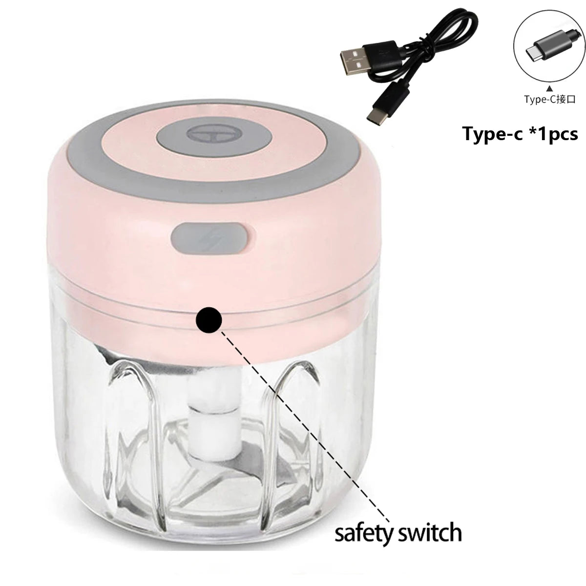Mini picadora eléctrica de ajos de 100ml/250ml - Machacador USB recargable con potente batería de litio, fácil de usar para carne