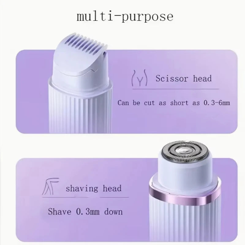 2026 New Women Electric Shaver Waterproof 2 in 1 Double Head Bikini Hair Trimmer Detachable Head Wet Dry Shaver