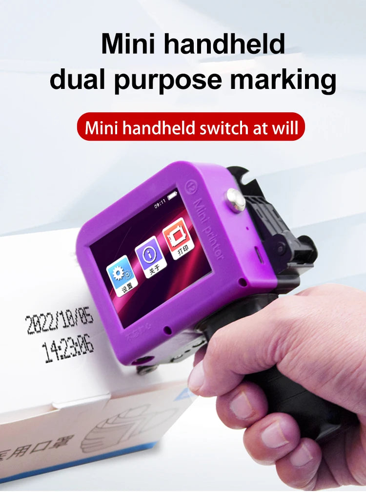 Small Portable Handheld Inkjet Label Printer QR Code Logo Date Text Intelligent Printing Equipment Metal Plastic Permanent Color