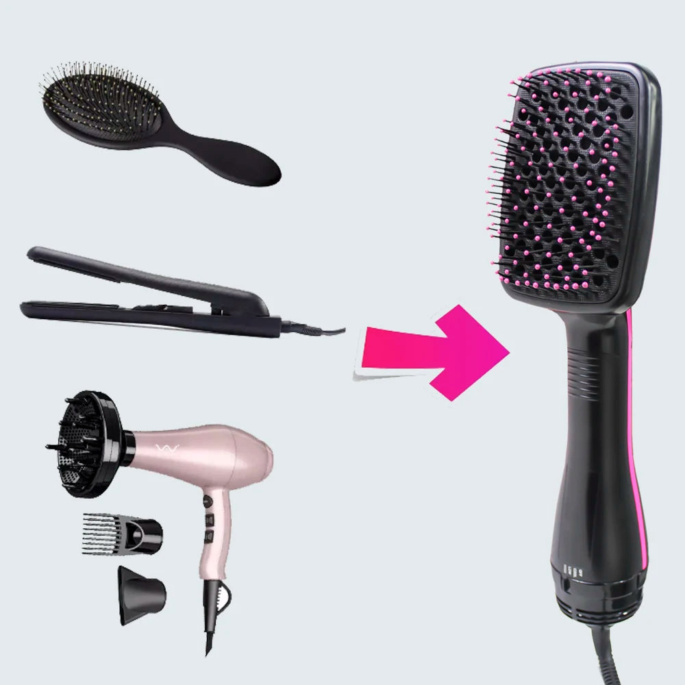 Brosse séchante à air chaud tout-en-un – Appareil de coiffage aux ions négatifs pour lisser, défroisser et donner du volume