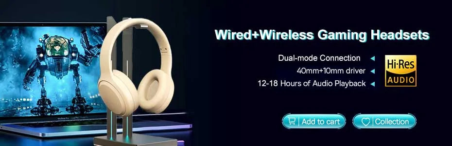 Bluetooth 5.3 Wireless Gaming Headphones – Noise Reduction Bass Headset for Phone & PC