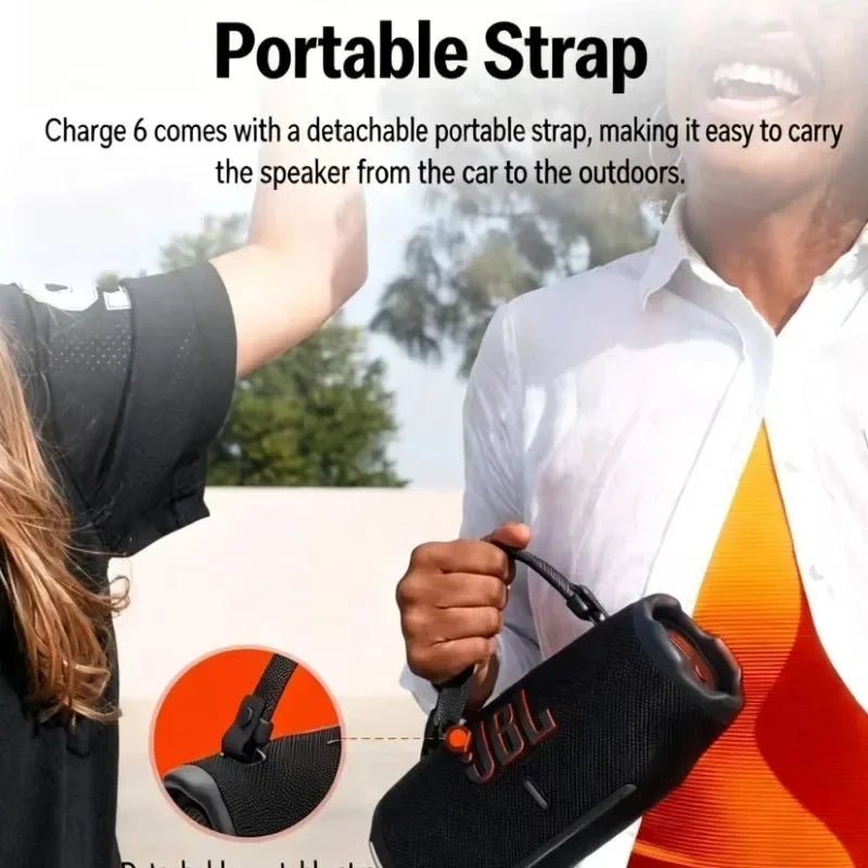 JBL Charge 6 Portable Waterproof Drop Proof Bluetooth Speaker Deep Bass Outdoor Camping Travel Speaker Removable Carrying Strap