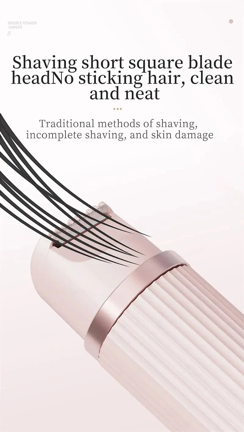 2026 New Women Electric Shaver Waterproof 2 in 1 Double Head Bikini Hair Trimmer Detachable Head Wet Dry Shaver