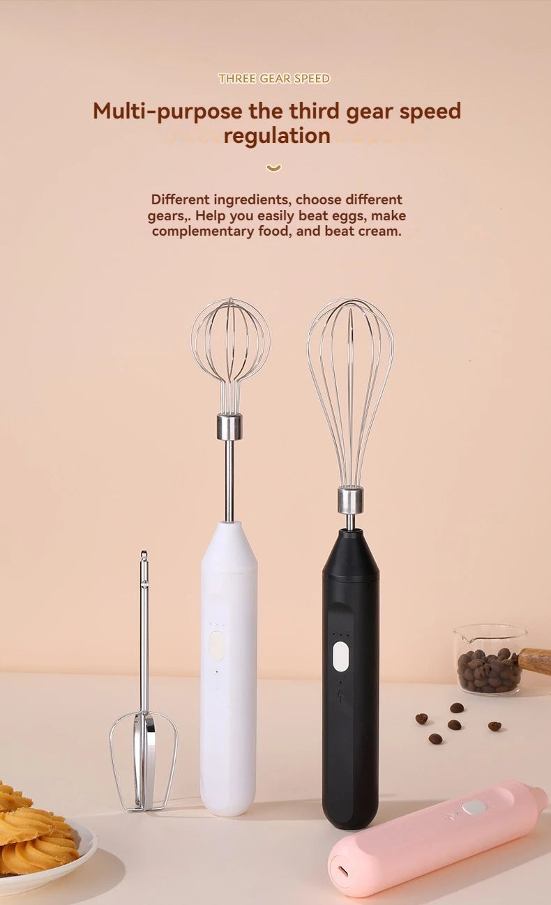 Sistema Batidor Inalámbrico Multiusos | Batidora de Mano Compacta con Espumador de Leche y Agitación Automática para Repostería, Café y Nata