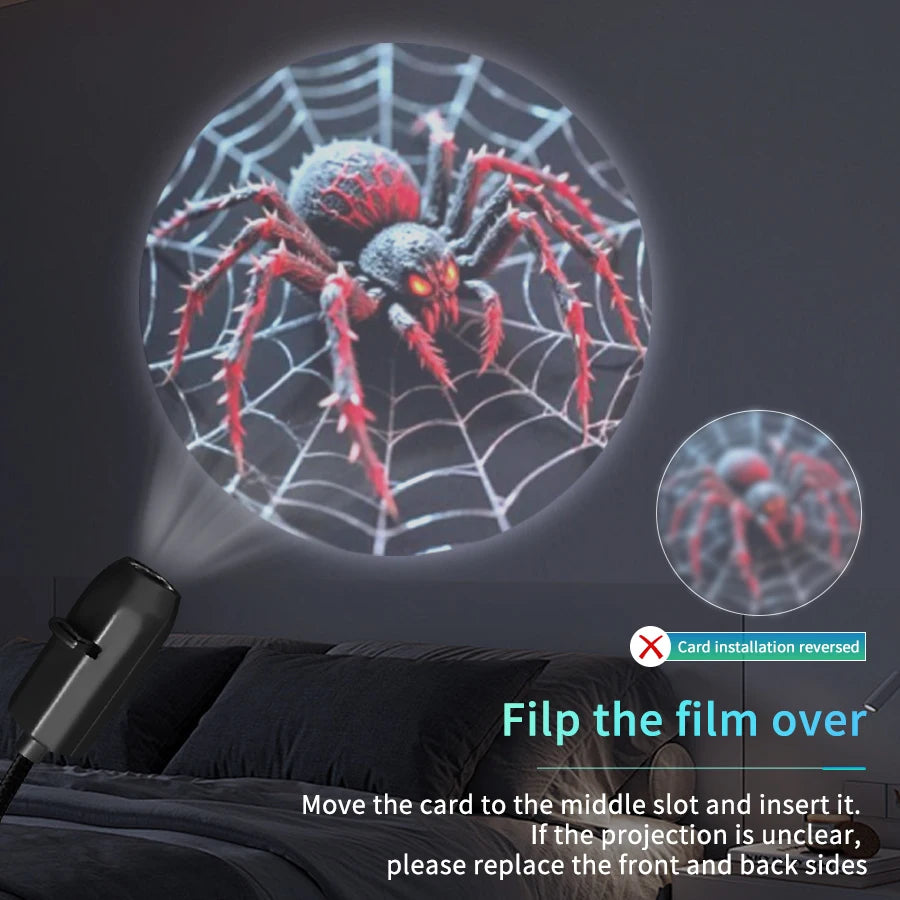 Lampe projecteur planétaire à connexion USB directe et diapositives de projection – Éclairage d'ambiance LED pour Halloween et Noël