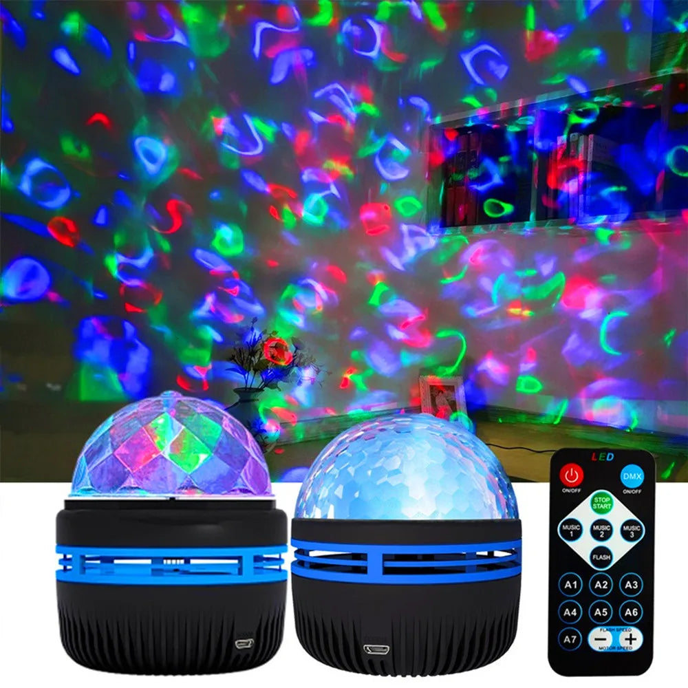 USB Galaxy Aurora Projector – RGB 360° Rotating Night Light with Remote