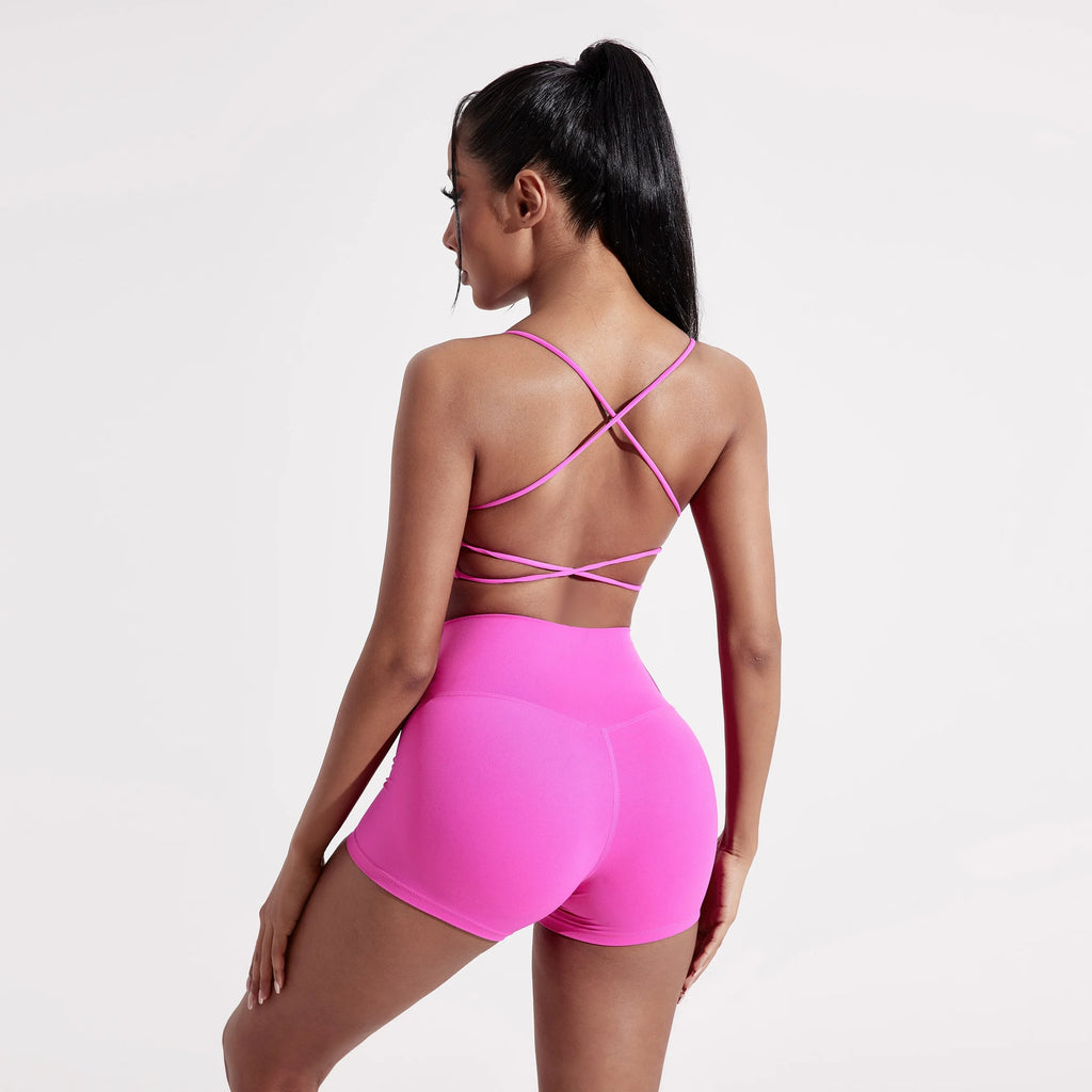Brassière de sport femme dos croisé – Haut de fitness et yoga haute résistance avec coussinets de poitrine