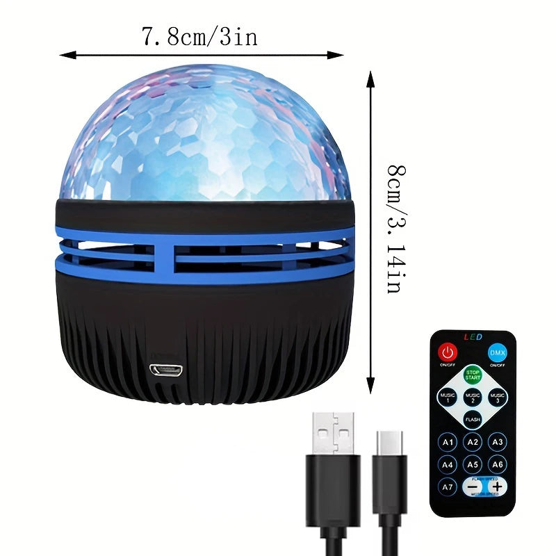 USB Galaxy Aurora Projector – RGB 360° Rotating Night Light with Remote
