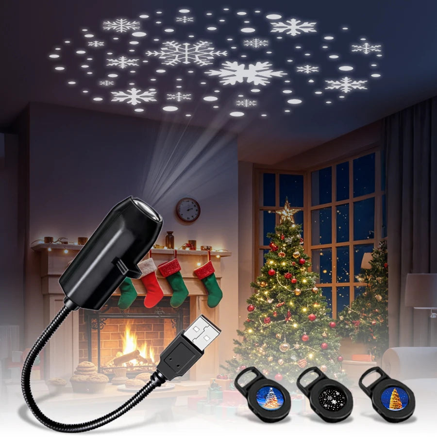 Lampe projecteur planétaire à connexion USB directe et diapositives de projection – Éclairage d'ambiance LED pour Halloween et Noël
