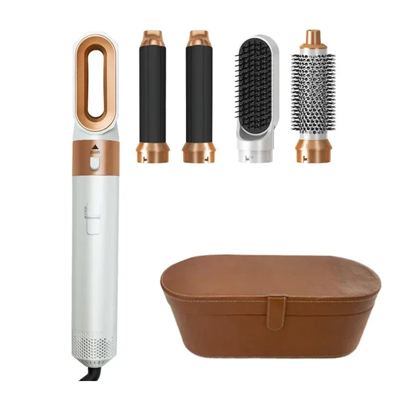 Ensemble brosse à air chaud et outil de coiffage professionnel 5-en-1 – Bouclez, lissez et donnez du volume
