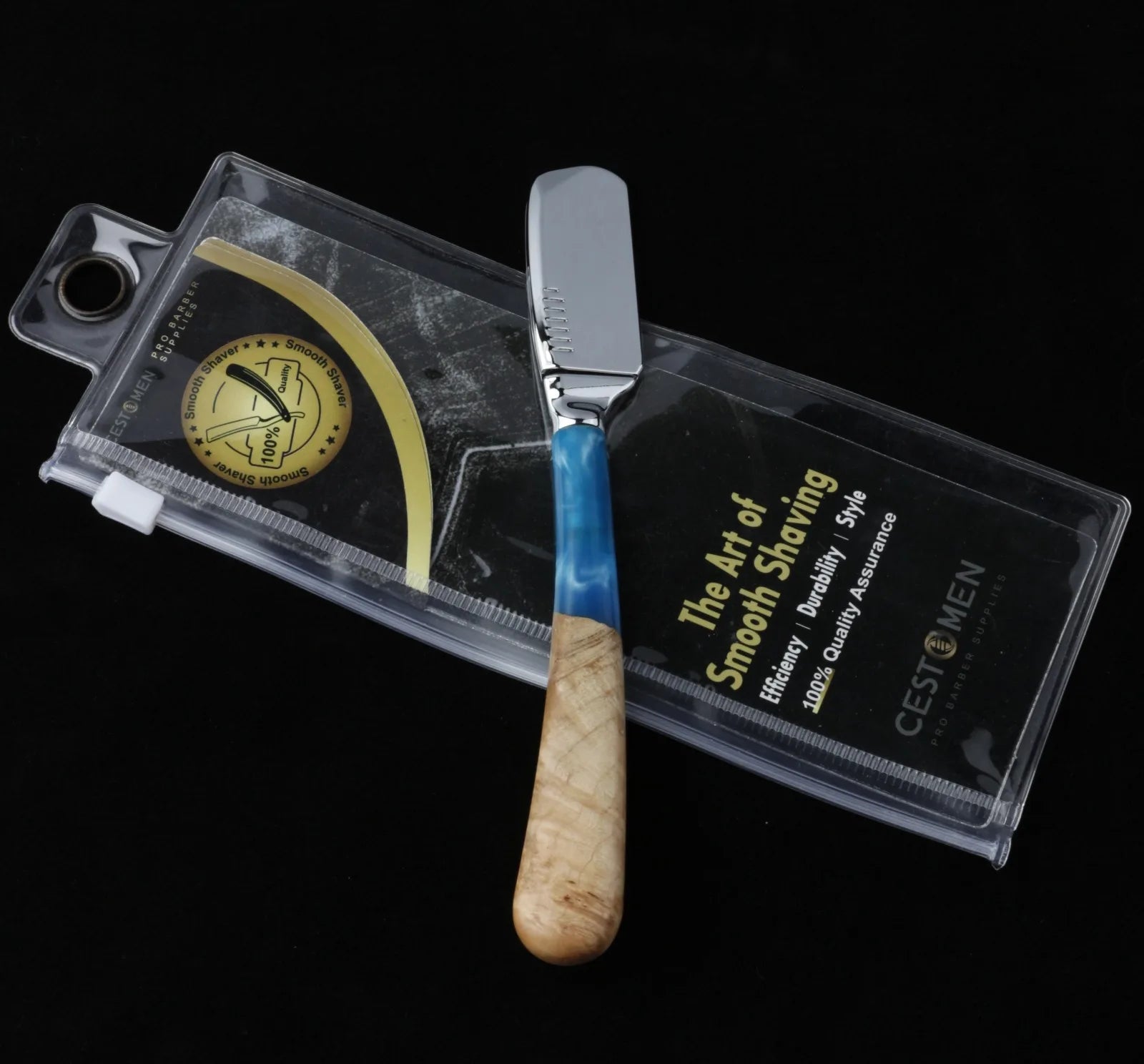 Professional Straight Razor for Men – Wooden Handle Barber Shaving Razor with Stainless Steel Blade