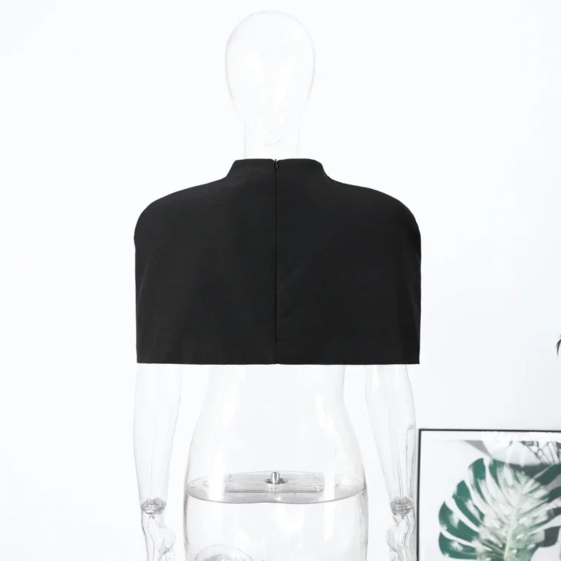 Women's Cropped Turtleneck Shoulder Pad Top – Chic Short Sleeve Women's Top