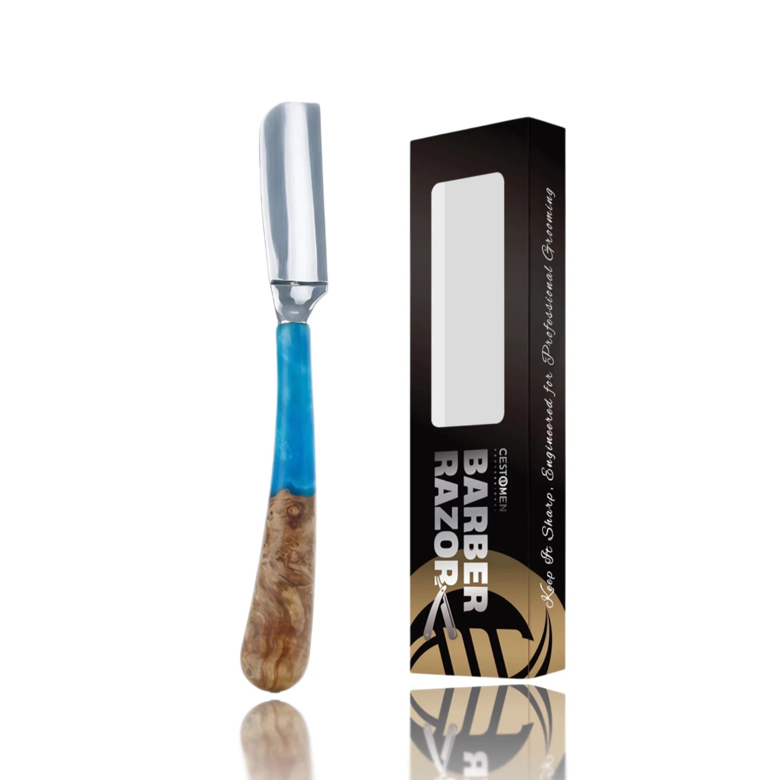Professional Straight Razor for Men – Wooden Handle Barber Shaving Razor with Stainless Steel Blade