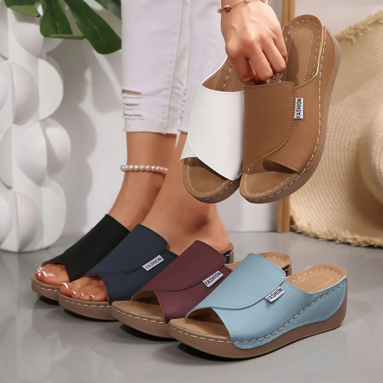 Women's Wedge Slide Sandals – Comfortable Summer Platform Slippers