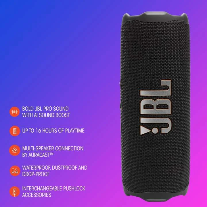 JBL Flip 7 Waterproof Bluetooth Speaker - Mini HiFi Stereo Sound with Powerful Bass IP68 Wireless