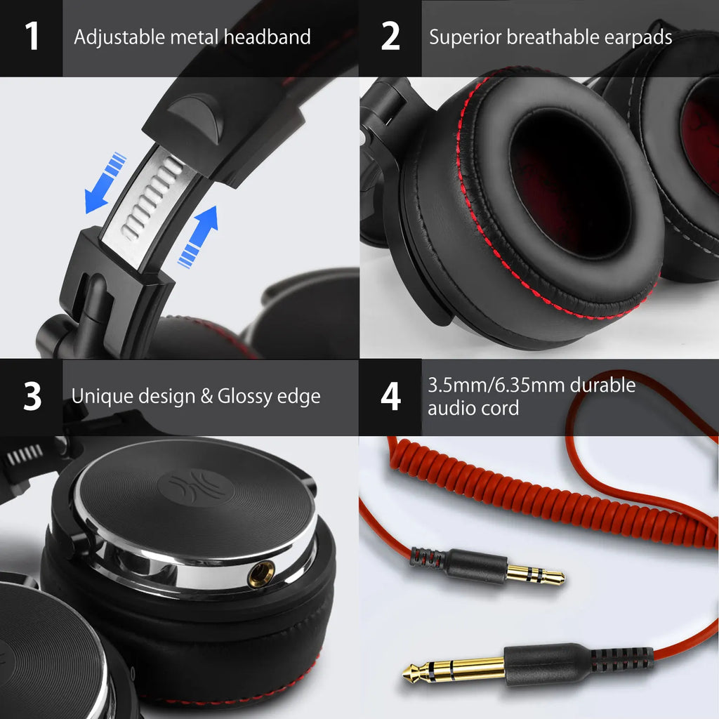 OneOdio Pro Wired Studio Headphones – Over Ear DJ & Gaming Headset with Microphone