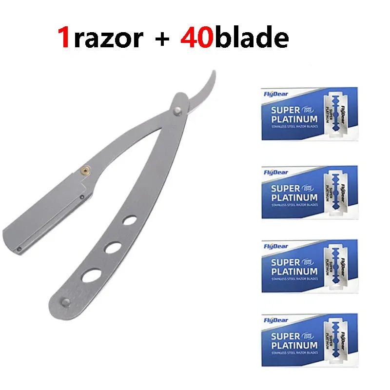 Professional Folding Straight Razor for Men – Stainless Steel Barber Shaving Razor with Blade for Beard Grooming