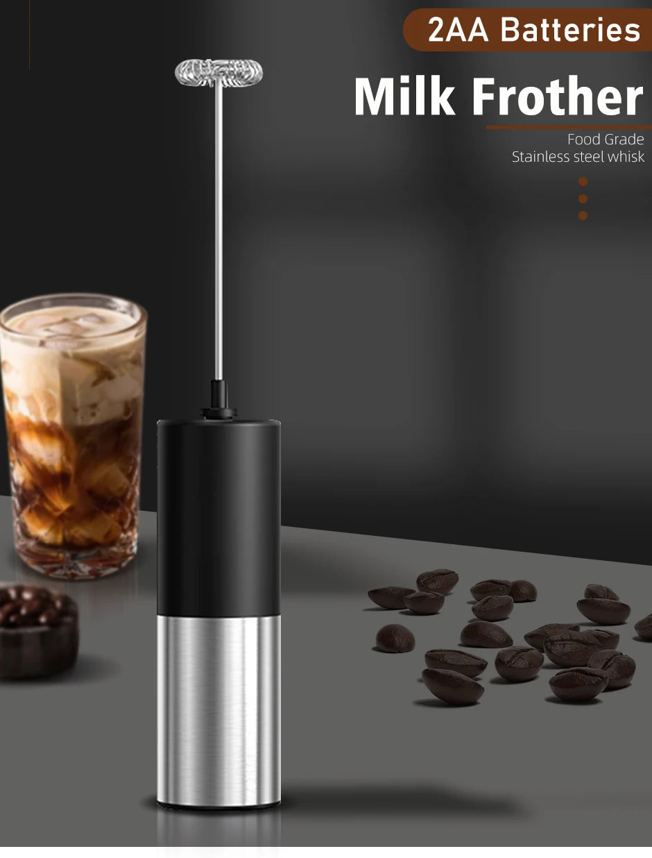 Espumador de leche eléctrico Batidor mezclador para café, mezclador de bebidas portátil eléctrico mini espumador a pilas