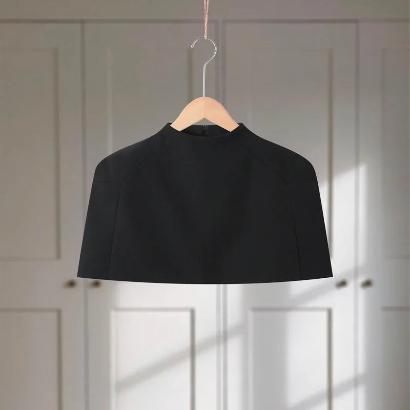 Women's Cropped Turtleneck Shoulder Pad Top – Chic Short Sleeve Women's Top