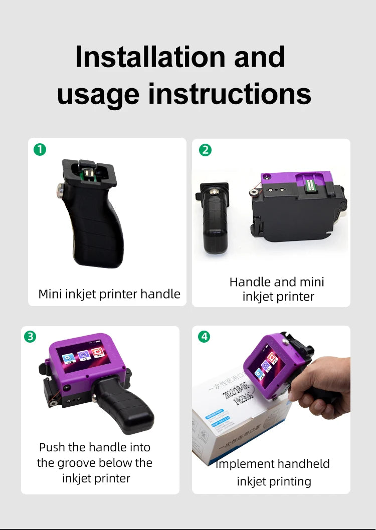 Small Portable Handheld Inkjet Label Printer QR Code Logo Date Text Intelligent Printing Equipment Metal Plastic Permanent Color