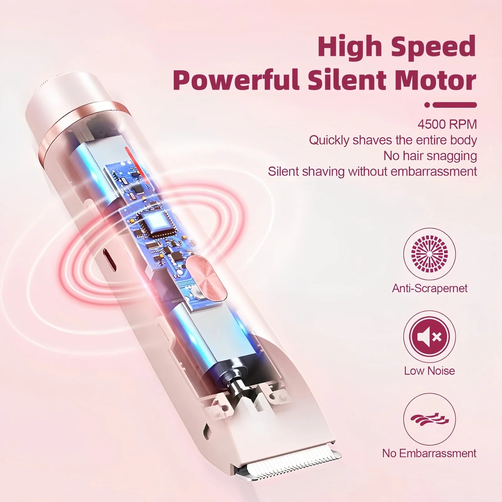 Bikini Trimmer for Women, 2 in 1 Dual Head Bikini Shaver & Body Shaver, Cordless & Waterproof Painless Electric Hair Removal