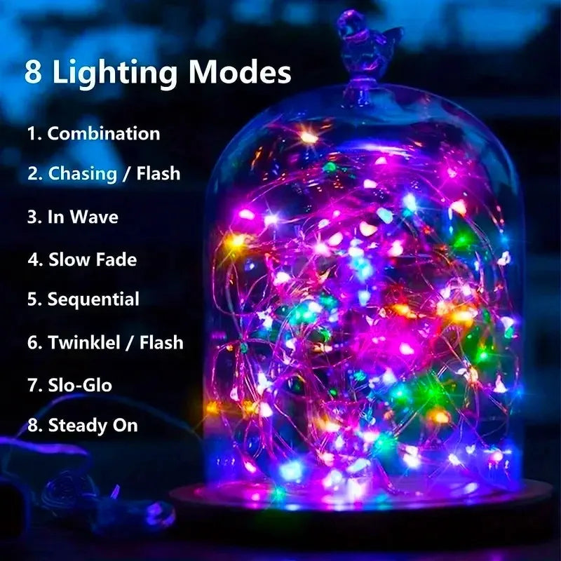Solar Fairy Lights Outdoor – Waterproof Garden String Lights with 8 Light Modes