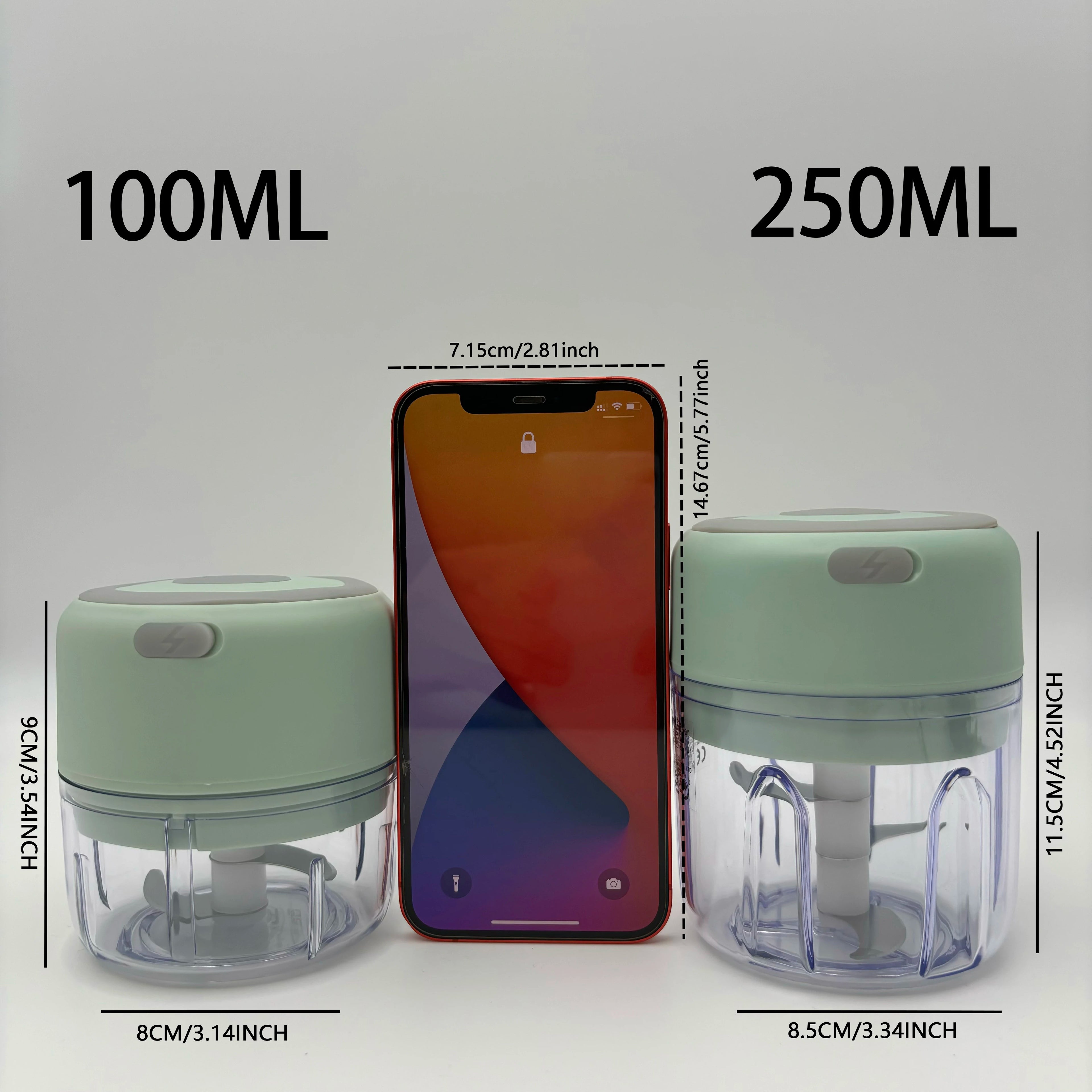Mini picadora eléctrica de ajos de 100ml/250ml - Machacador USB recargable con potente batería de litio, fácil de usar para carne