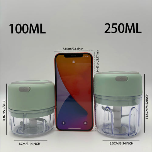 Mini picadora eléctrica de ajos de 100ml/250ml - Machacador USB recargable con potente batería de litio, fácil de usar para carne