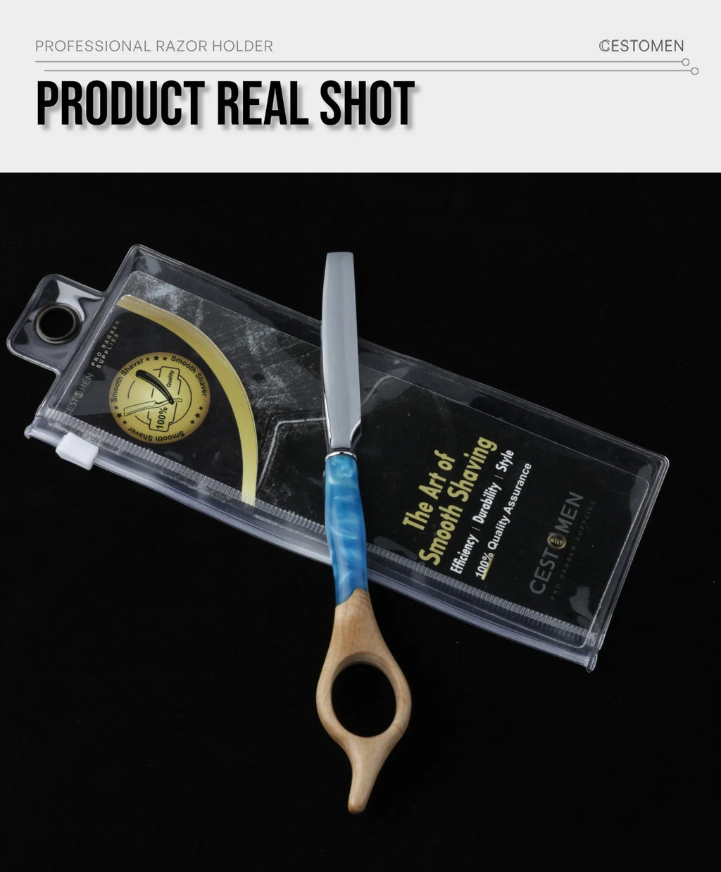 Professional Straight Razor for Men – Wooden Handle Barber Shaving Razor with Stainless Steel Blade