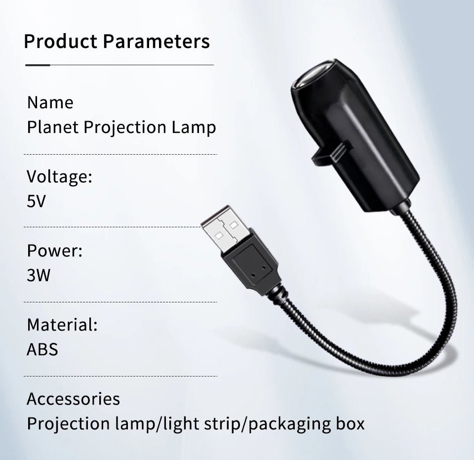 Lampe projecteur planétaire à connexion USB directe et diapositives de projection – Éclairage d'ambiance LED pour Halloween et Noël