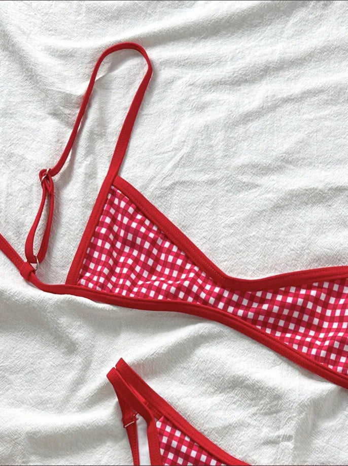 "Conjunto de bikini sin tirantes nuevo 2025 - Traje de baño sexy de dos piezas con espalda descubierta y lazo frontal para mujer"