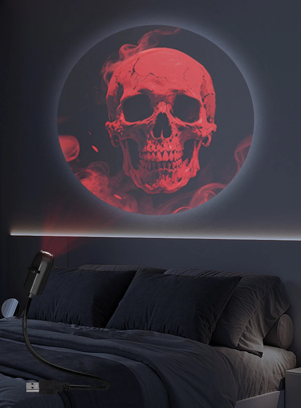 Lampe projecteur planétaire à connexion USB directe et diapositives de projection – Éclairage d'ambiance LED pour Halloween et Noël