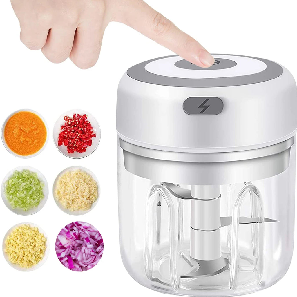 Mini picadora eléctrica de ajos de 100ml/250ml - Machacador USB recargable con potente batería de litio, fácil de usar para carne